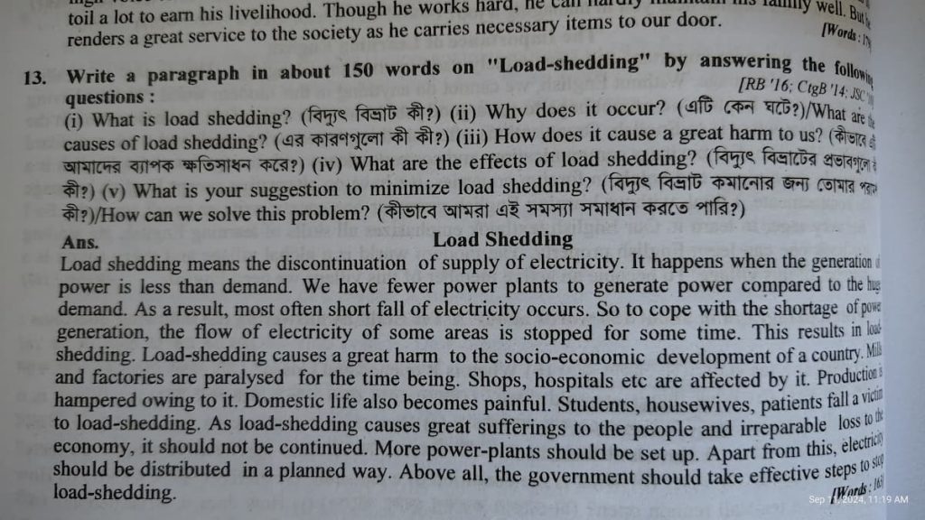 Load Shedding Paragraph