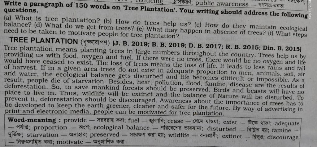 tree plantation paragraph